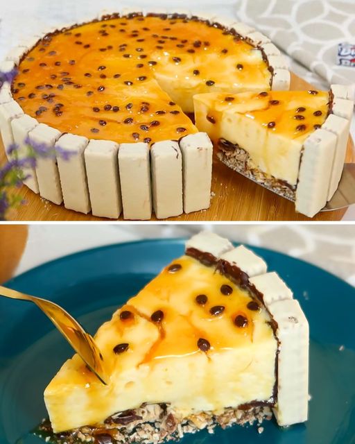 Torta Mousse de Maracujá com Biscoitos