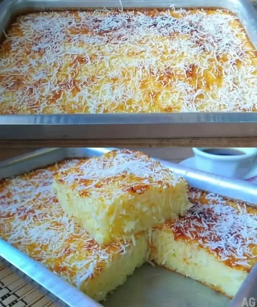 Bolo Puff-Puff molhadinho com coco