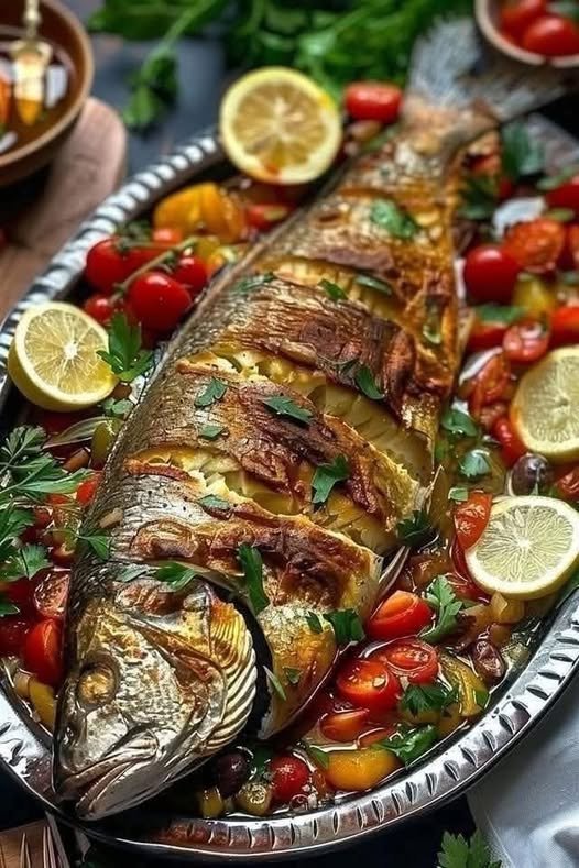 Peixe assado com tempero delicioso